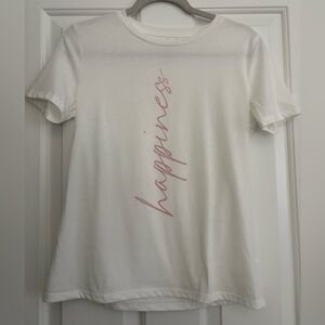 Nine West Cream Tee with Pink Script EUC